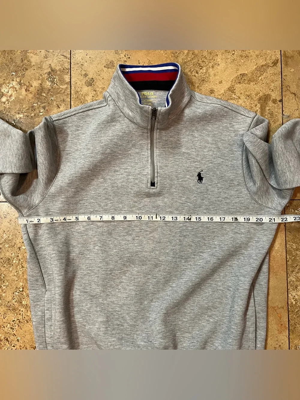 Polo Ralph Lauren Men’s Double Knit Tech 1/4 Zip Pullover Sweater Pockets Gray M